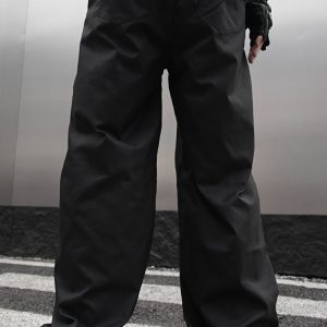 test_High Street Heavy Industry Overalls Men’s Ribbon Rivet Punk Waste Soil Dark Straight Wide-Leg Pants Function Pants