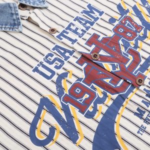 test_Jiayiku Men’s  Summer Shirt New American Style Antique Fashion Brand Striped Baseball Shirt Short Sleeve For Men And Women