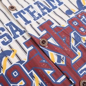 test_Jiayiku Men’s  Summer Shirt New American Style Antique Fashion Brand Striped Baseball Shirt Short Sleeve For Men And Women
