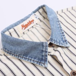 test_Jiayiku Men’s  Summer Shirt New American Style Antique Fashion Brand Striped Baseball Shirt Short Sleeve For Men And Women