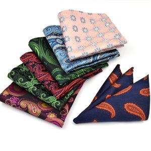 test_Men’s Business Cashew Nuts Polyester Pocket Square Featuring Jacquard Craftsmanship, One Size For Summer