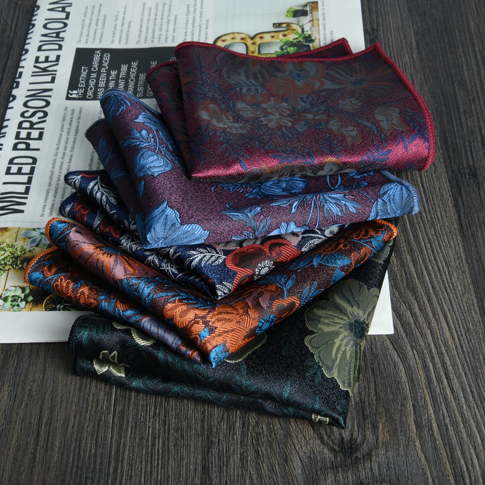 test_Men’s Business Flowers Polyester Pocket Square In Jacquard Craft For Spring Season