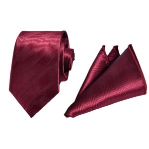 test_Men’s Business Solid Color Tie In Wine Red, Made Of Polyester, Perfect For Spring Season