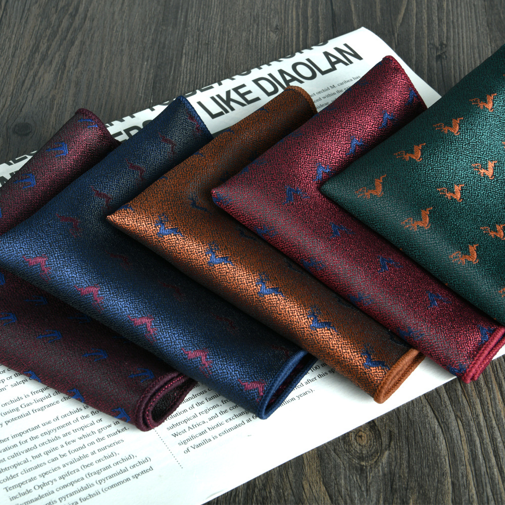 test_Men’s Multicolor Stripe Polyester Pocket Square In Casual Style With Jacquard Craft For Autumn