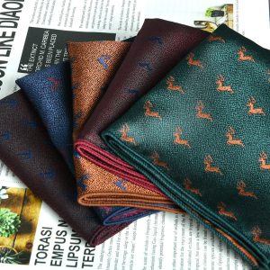 test_Men’s Multicolor Stripe Polyester Pocket Square In Casual Style With Jacquard Craft For Autumn
