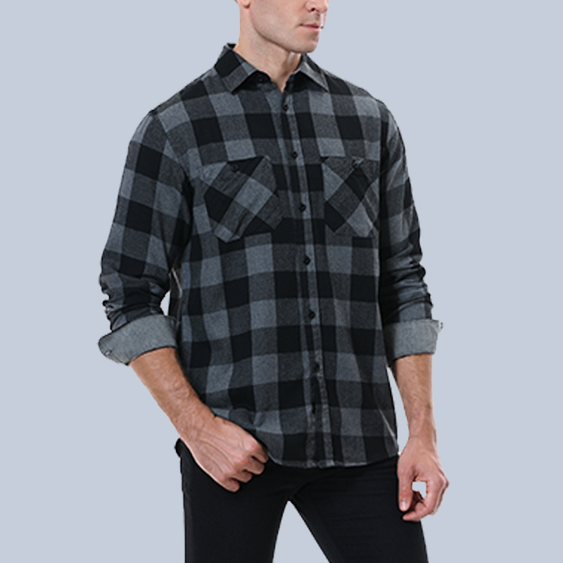 test_Men’s Plaid Sanding  Shirt Men’s Clothing