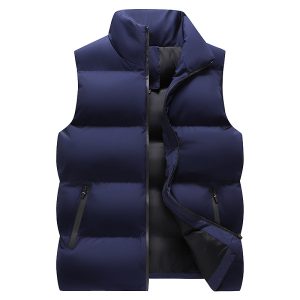 test_Men’s Solid Color Casual Standing Collar Sleeveless Loose Men’s Outwear