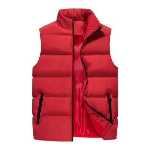 test_Men’s Solid Color Casual Standing Collar Sleeveless Loose Men’s Outwear