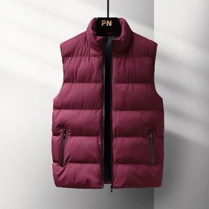 test_Men’s Solid Color Casual Standing Collar Sleeveless Loose Men’s Outwear