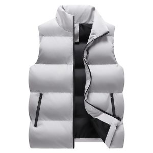 test_Men’s Solid Color Casual Standing Collar Sleeveless Loose Men’s Outwear