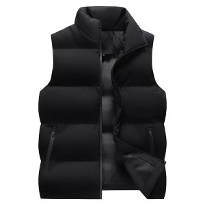 test_Men’s Solid Color Casual Standing Collar Sleeveless Loose Men’s Outwear
