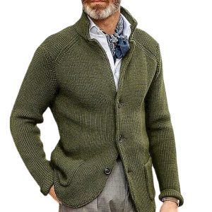 test_Men’s Solid Color Simple Style Standing Collar Long Sleeve Slim Men’s Tops
