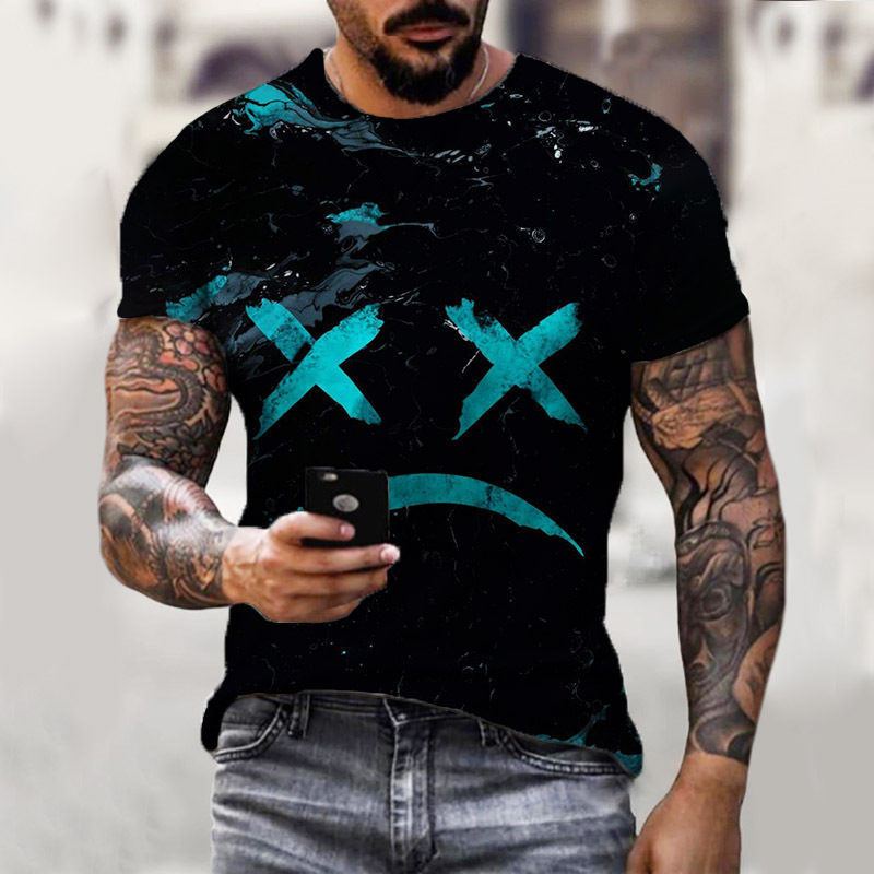 test_Men’s T-shirt Short Sleeve Sports Smiley Face
