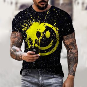 test_Men’s T-shirt Short Sleeve Sports Smiley Face