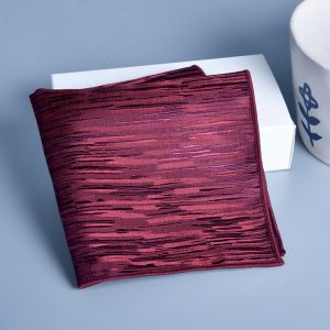test_Men’s Wine Red Solid Color Polyester Pocket Square For Wedding, Business Style With Jacquard Craft