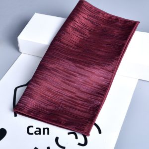 test_Men’s Wine Red Solid Color Polyester Pocket Square For Wedding, Business Style With Jacquard Craft
