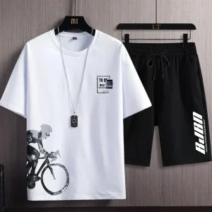 test_New Quick-Drying Ice Silk Gradient Suit Men’s Short-Sleeved T-shirt Summer Casual Shorts Sports Two-Piece Set Handsome Menswear
