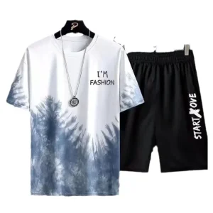 test_New Quick-Drying Ice Silk Gradient Suit Men’s Short-Sleeved T-shirt Summer Casual Shorts Sports Two-Piece Set Handsome Menswear