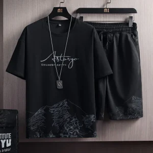 test_New Quick-Drying Ice Silk Gradient Suit Men’s Short-Sleeved T-shirt Summer Casual Shorts Sports Two-Piece Set Handsome Menswear