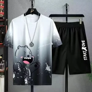test_New Quick-Drying Ice Silk Gradient Suit Men’s Short-Sleeved T-shirt Summer Casual Shorts Sports Two-Piece Set Handsome Menswear