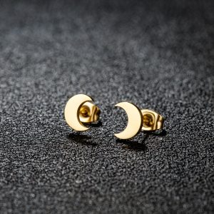 test_New Simple Stainless Steel Cut Geometric Simple Curved Moon Crescent Earrings For Women Versatile Ear Jewelry