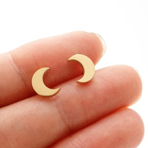 test_New Simple Stainless Steel Cut Geometric Simple Curved Moon Crescent Earrings For Women Versatile Ear Jewelry