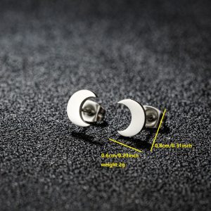 test_New Simple Stainless Steel Cut Geometric Simple Curved Moon Crescent Earrings For Women Versatile Ear Jewelry