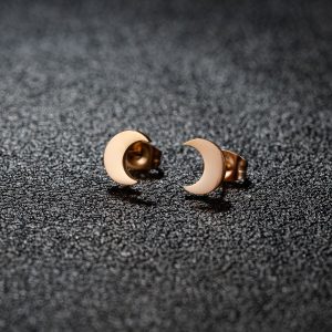 test_New Simple Stainless Steel Cut Geometric Simple Curved Moon Crescent Earrings For Women Versatile Ear Jewelry