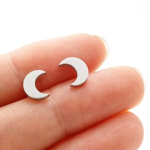 test_New Simple Stainless Steel Cut Geometric Simple Curved Moon Crescent Earrings For Women Versatile Ear Jewelry