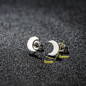 test_New Simple Stainless Steel Cut Geometric Simple Curved Moon Crescent Earrings For Women Versatile Ear Jewelry