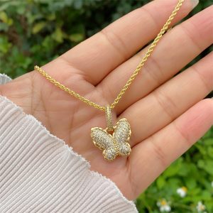 test_Retro Classic Style Letter Heart Shape Copper Inlay Zircon 18K Gold Plated Women’s Pendant Necklace