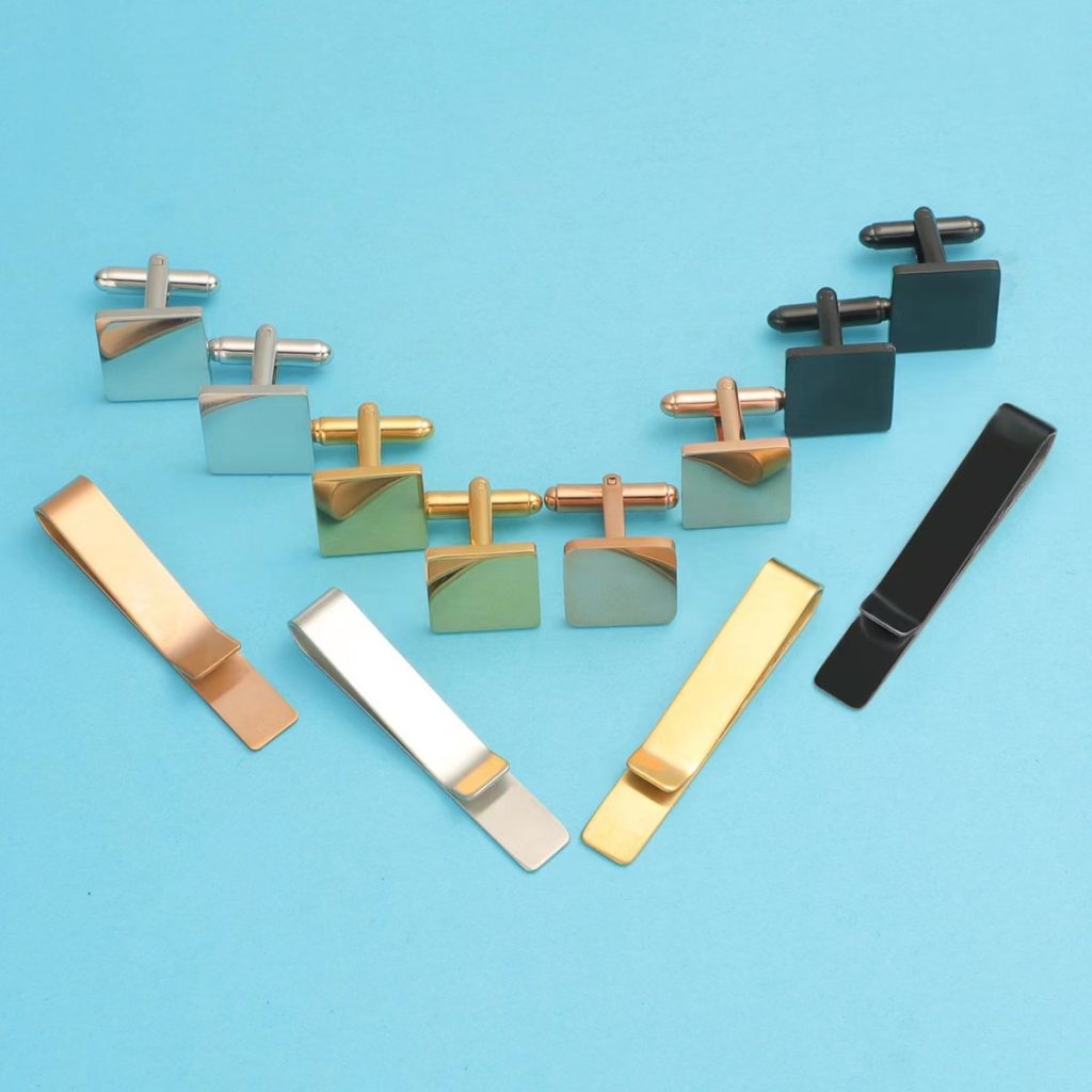 test_Simple Style Solid Color Titanium Steel Men’s Cufflinks Lavalier