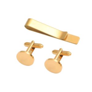 test_Simple Style Solid Color Titanium Steel Men’s Cufflinks Lavalier