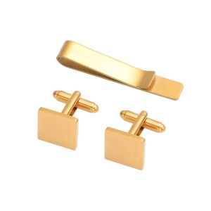 test_Simple Style Solid Color Titanium Steel Men’s Cufflinks Lavalier