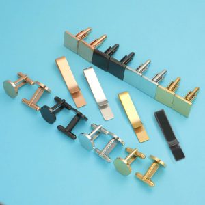 test_Simple Style Solid Color Titanium Steel Men’s Cufflinks Lavalier