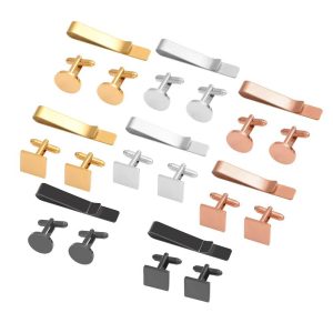 test_Simple Style Solid Color Titanium Steel Men’s Cufflinks Lavalier