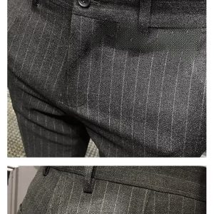test_Striped Casual Ninth Suit Pants Men’s Slim-Fit Korean-Style Plaid Pants Men’s British Vertical Stripes Men’s Trousers Fashion