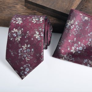 test_Unisex Business Tie With Flowers Pattern In Polyester, Suitable For Summer