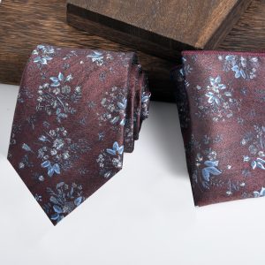 test_Unisex Business Tie With Flowers Pattern In Polyester, Suitable For Summer