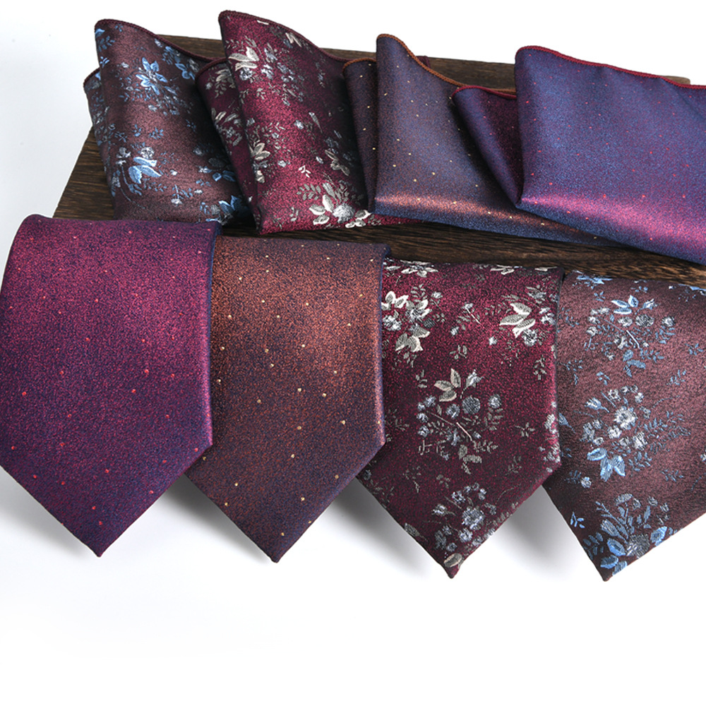 test_Unisex Business Tie With Flowers Pattern In Polyester, Suitable For Summer