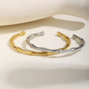 test_Vintage Style Simple Style Bamboo Joint 201 Stainless Steel Women’s Bangle