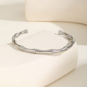test_Vintage Style Simple Style Bamboo Joint 201 Stainless Steel Women’s Bangle