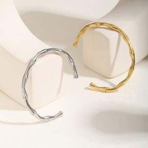 test_Vintage Style Simple Style Bamboo Joint 201 Stainless Steel Women’s Bangle