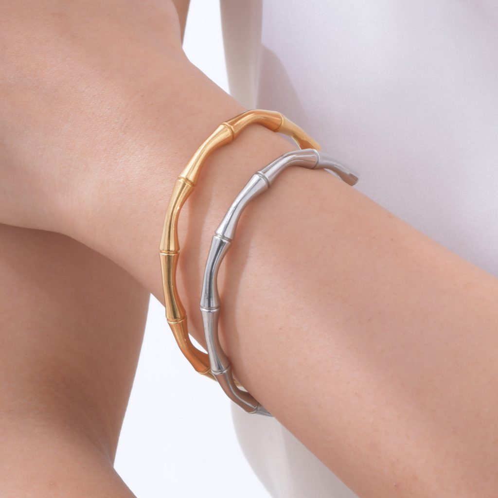 test_Vintage Style Simple Style Bamboo Joint 201 Stainless Steel Women’s Bangle