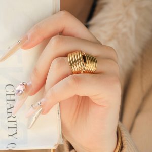 test_Wholesale Jewelry Elegant Romantic Commute Lines Butterfly 304 Stainless Steel Pearl Shell 14K Gold Plated Inlay Open Rings
